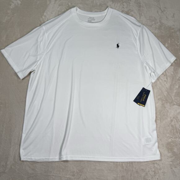 NWT Polo Ralph Lauren Performance White Crewneck T-Shirt Pony Men's Size 2XB - Picture 1 of 8